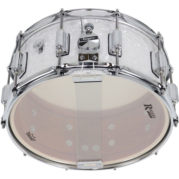 Rogers SuperTen Wood Series Snare Drum in White Marine Pearl Finish - 14 x 6.5