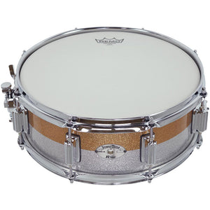 Rogers PowerTone Series Wood Shell Snare Drum in Gold/Silver Two Tone Lacquer Sparkle - 14 x 5"